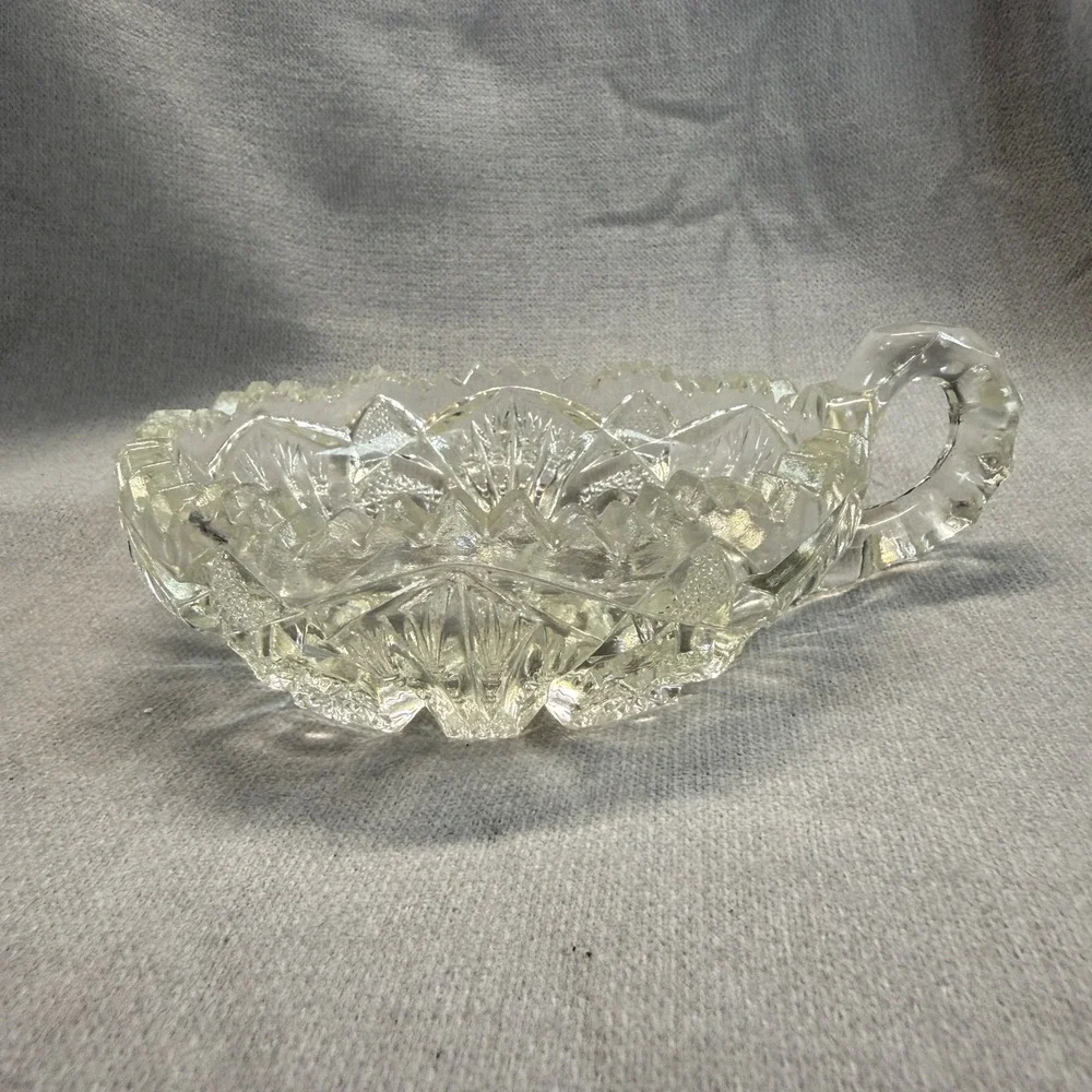 Unbranded Pressed Glass Nappy Bowl Unisex One Size Clear Vintage Sawtooth Edge